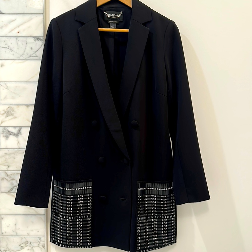 St John Couture with Hand Beading along the jacket.